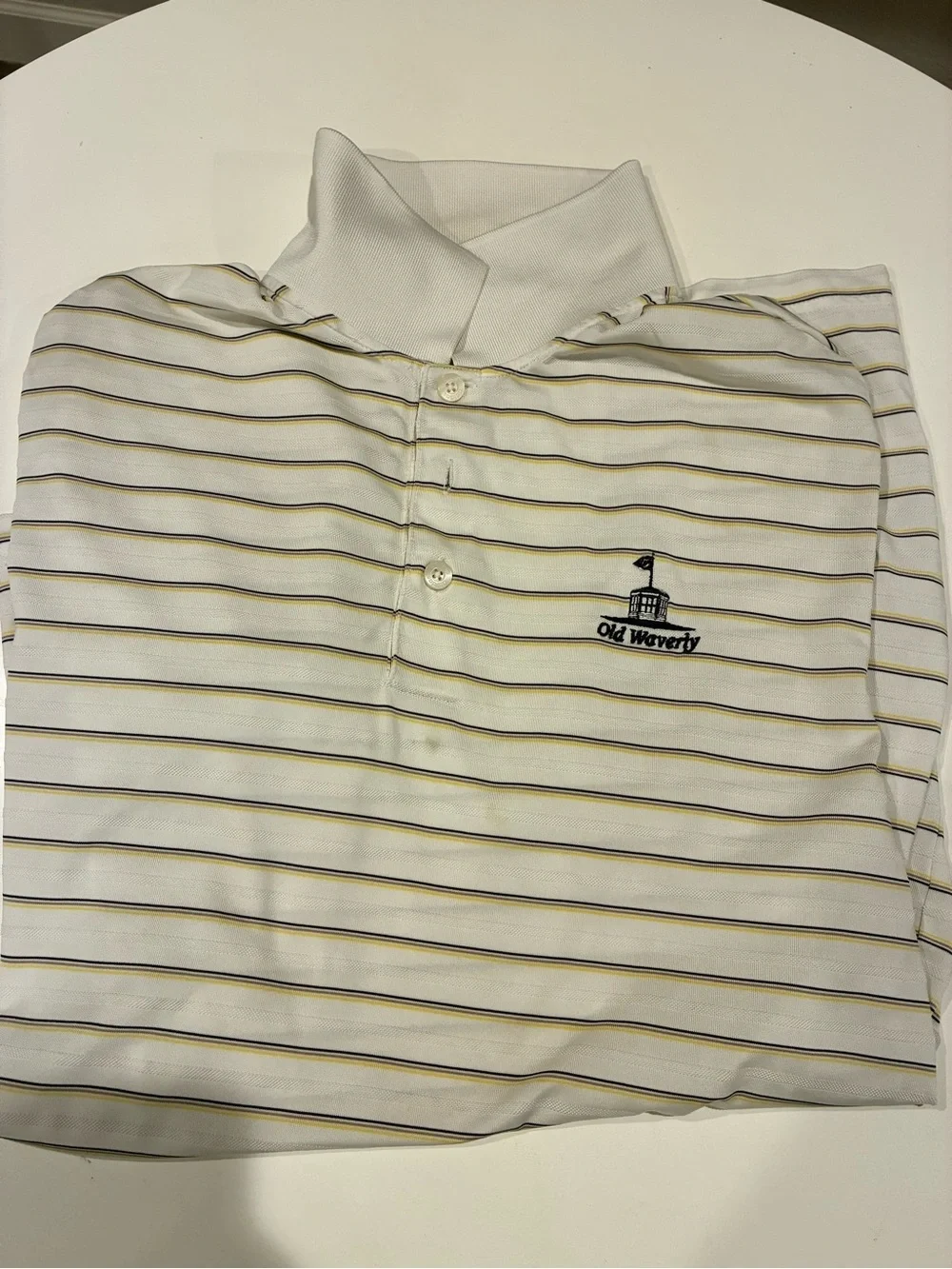 Adidas Climacool Golf Old Waverly White Striped Polo Shirt